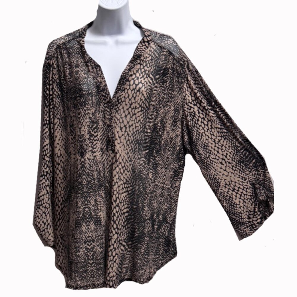 PerSeption Women Sheer Animal Print Blouse Size 1X